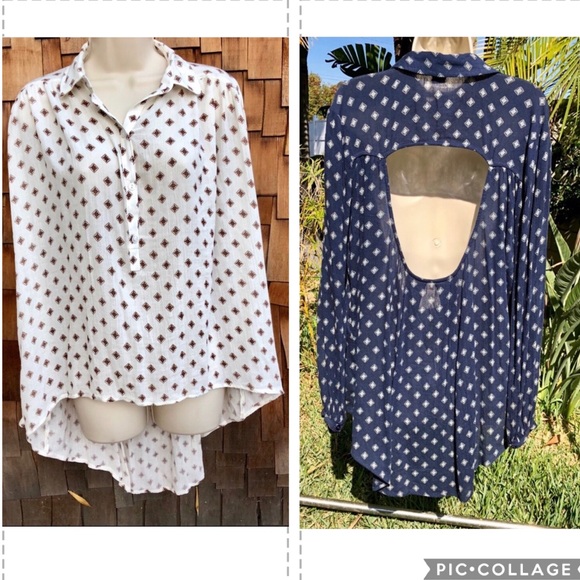 Wild Pearl Tops - Wild Pearl oversized blouse in IVORY, NAVY & GREEN